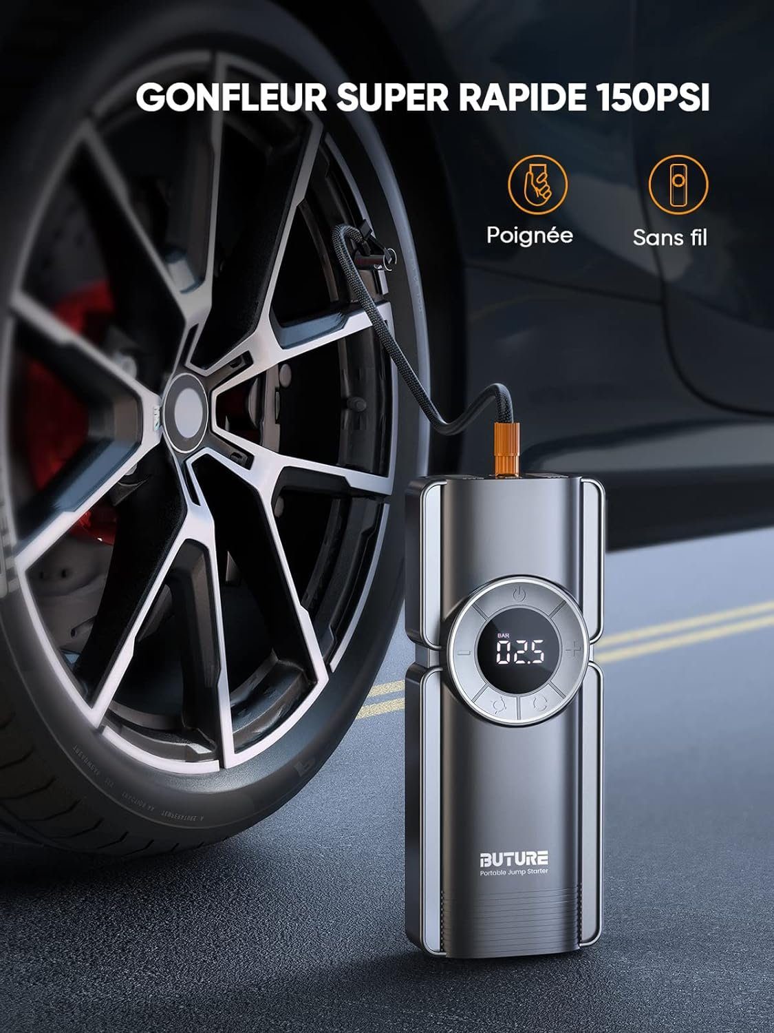 Buture Starthilfegerät, Powerbank 4000A 26800mAh LCD-Display