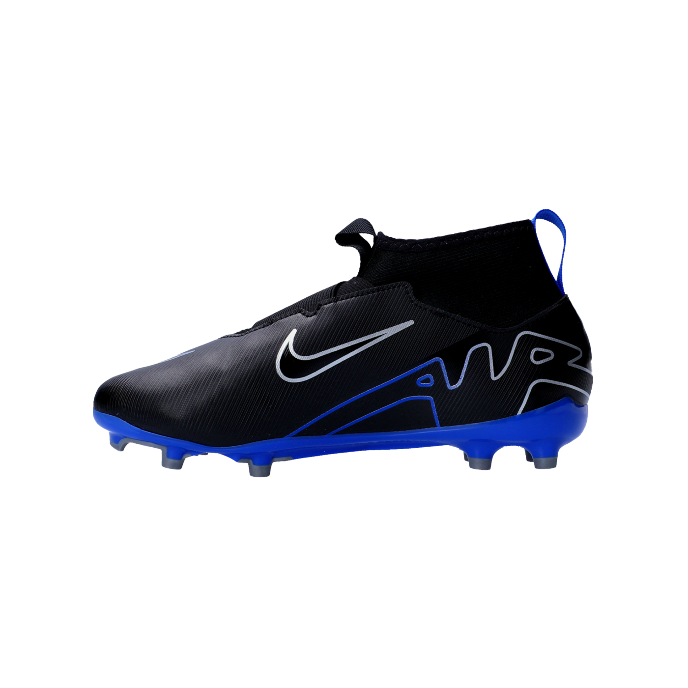 Nike Jr Air Zoom Mercurial Superfly IX Academy FG/MG Kids Schwarz Silber Blau F040