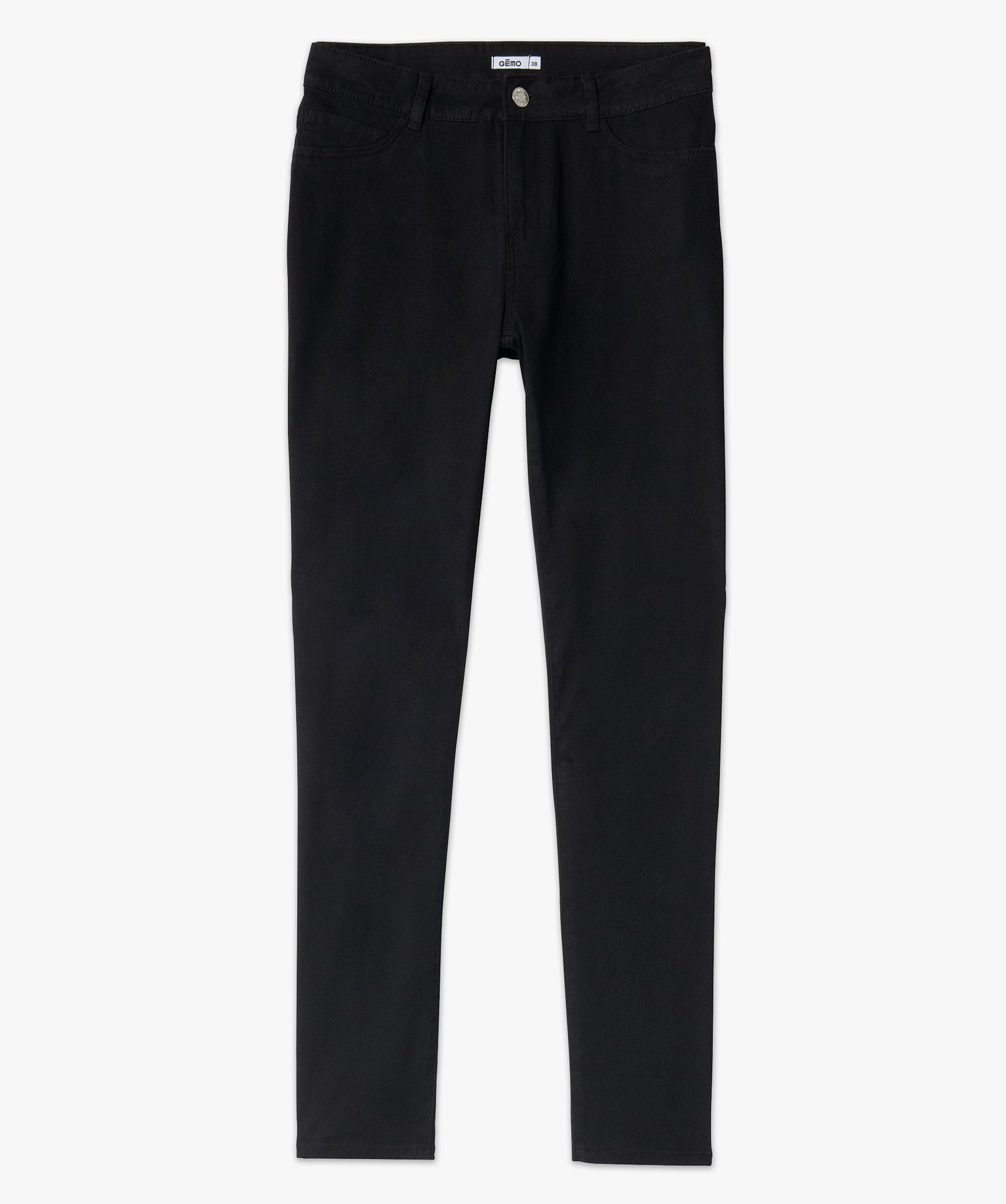 Pantalon femme en toile denim coupe Slim noir | GEMO