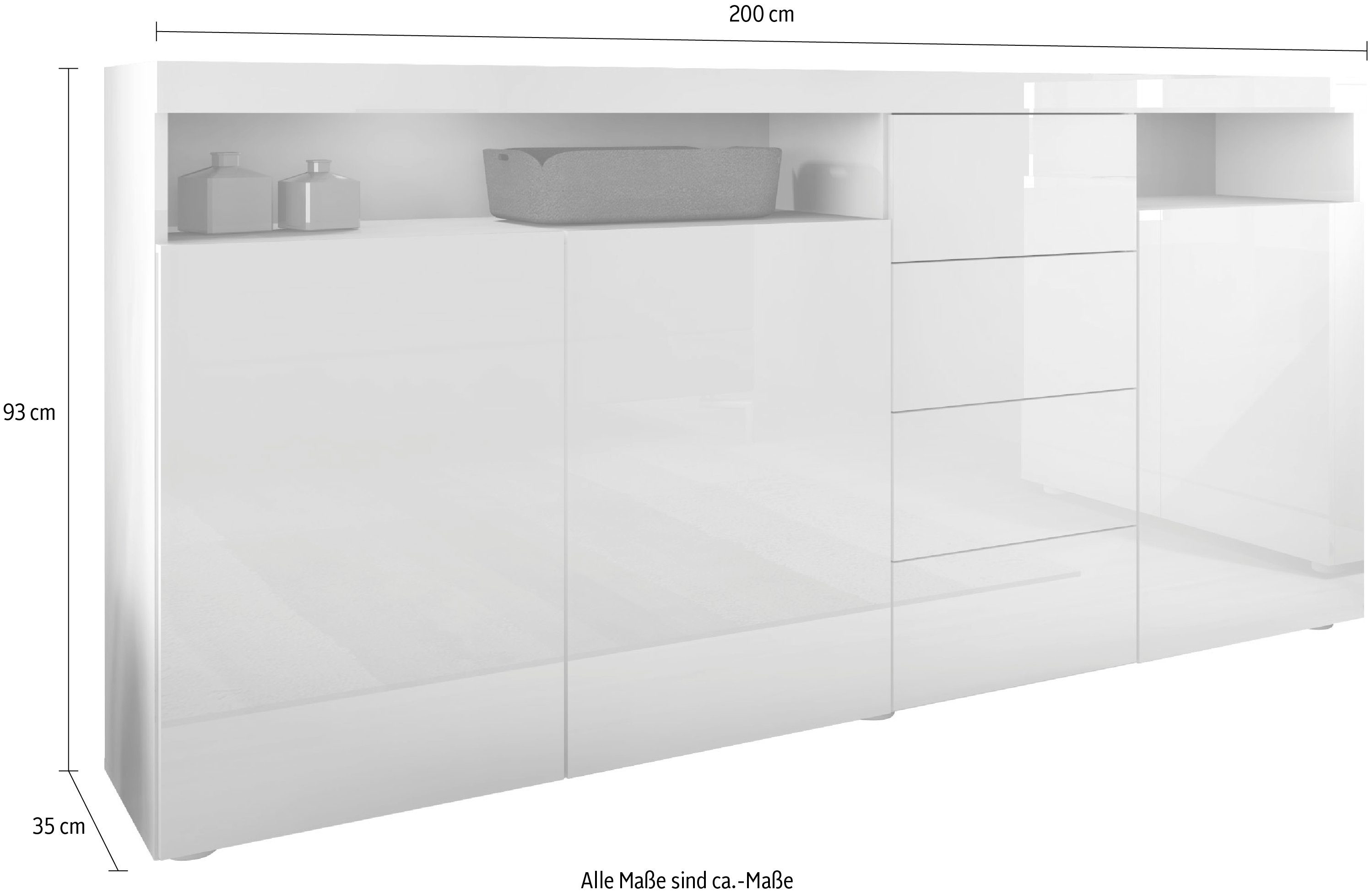 borchardt Möbel Highboard Kapstadt, Breite 200 cm