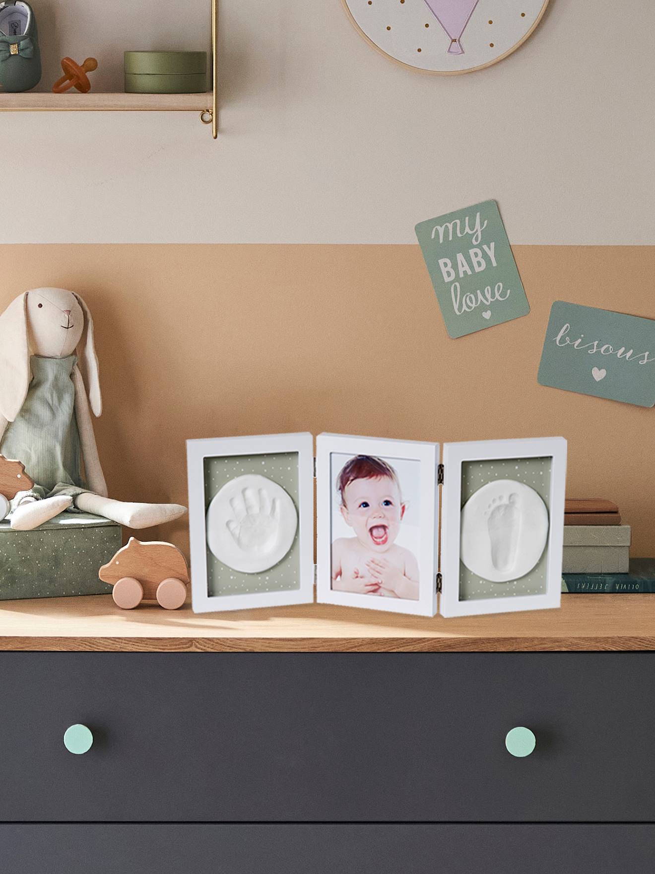 Vertbaudet Baby Abdruck-Set mit Bilderrahmen - weiß/natur