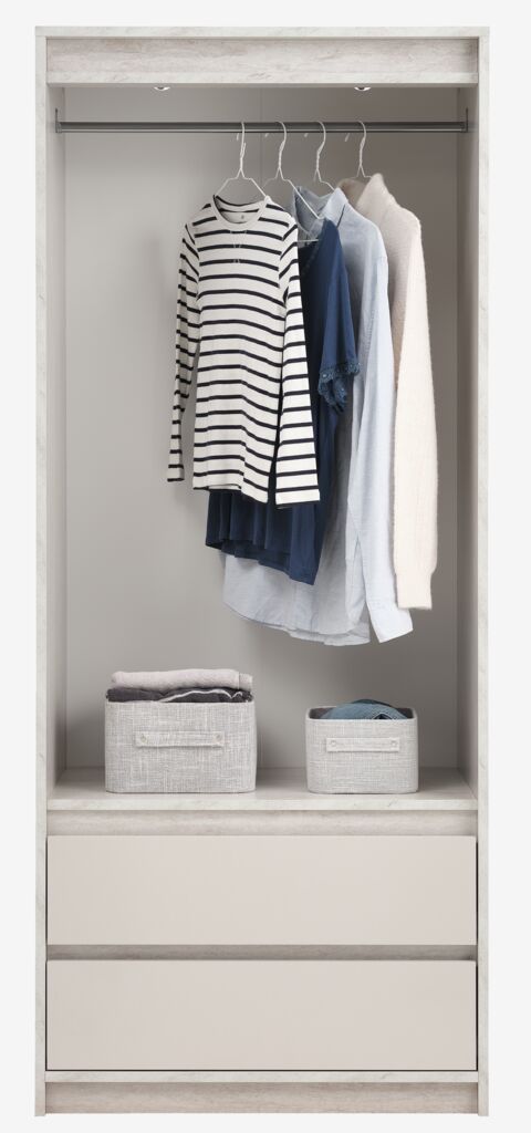 BILLUND Szafka BILLUND 80x193 2 drzwi 2 szuflady trawertyn/beż