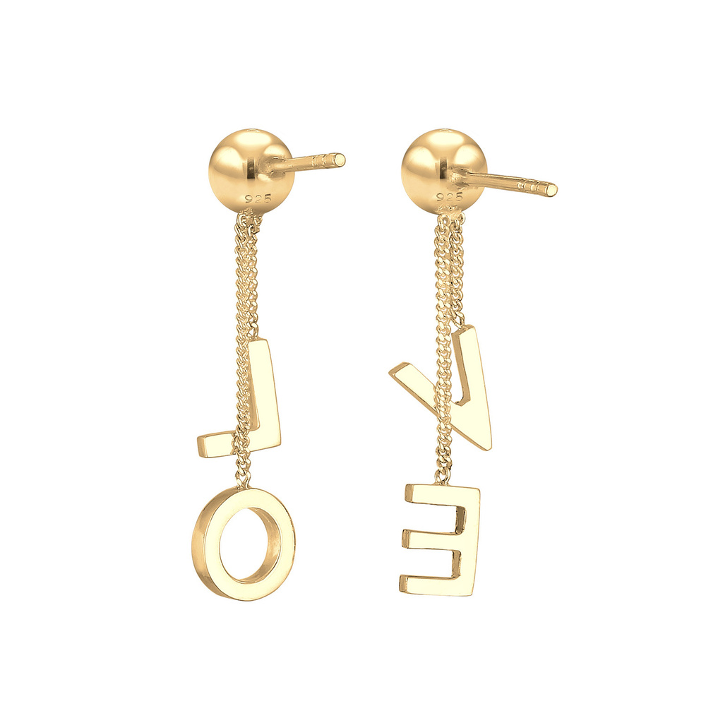 Elli Elli Boucles d'Oreilles Mot LOVE Base Amour Boucles d'oreilles Femme  (925/1000)  Boucles d'oreilles