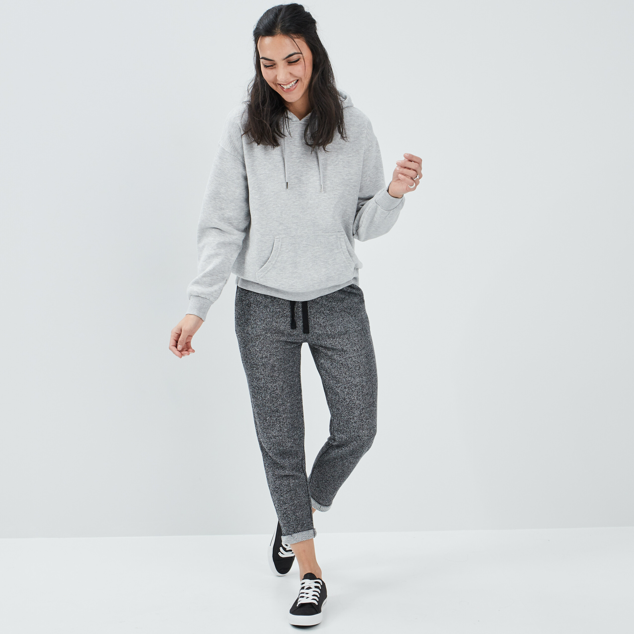 Pantalon jogging taille haute gris femme | La Halle