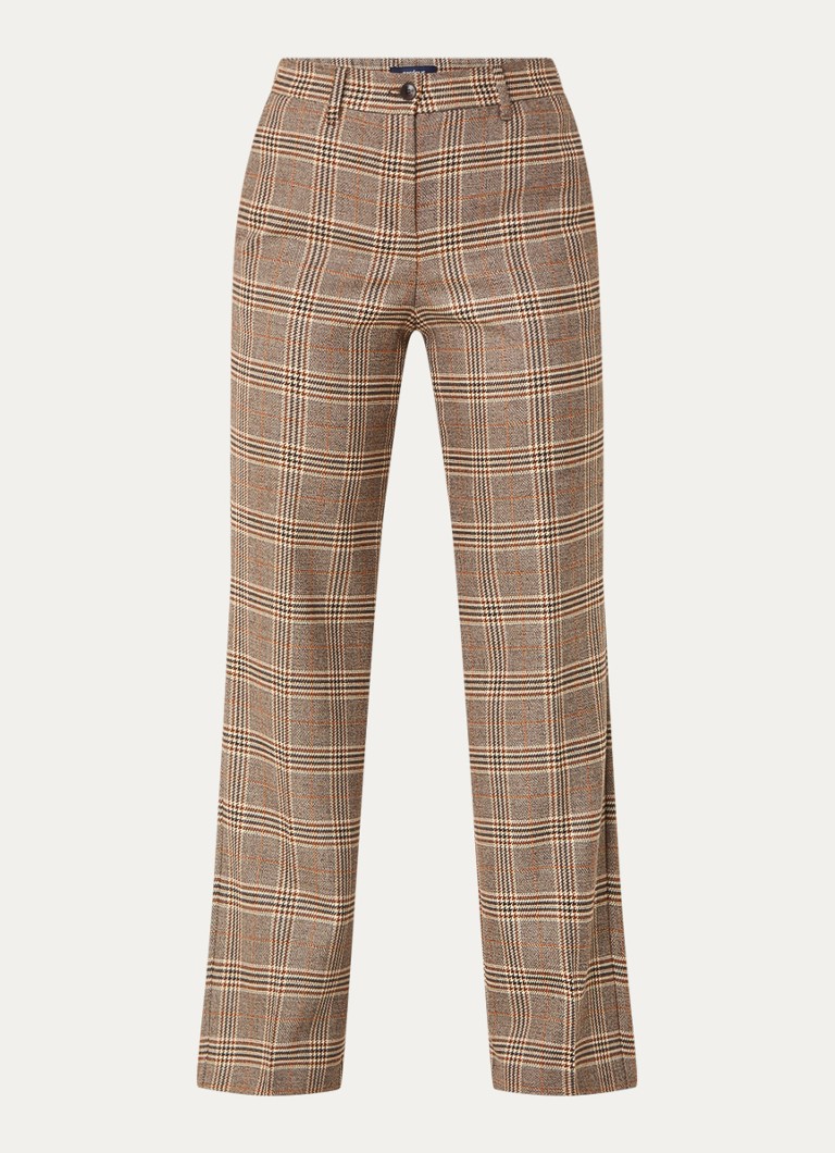 Gardeur Franca high waist wide fit trousers with checked design and side pockets