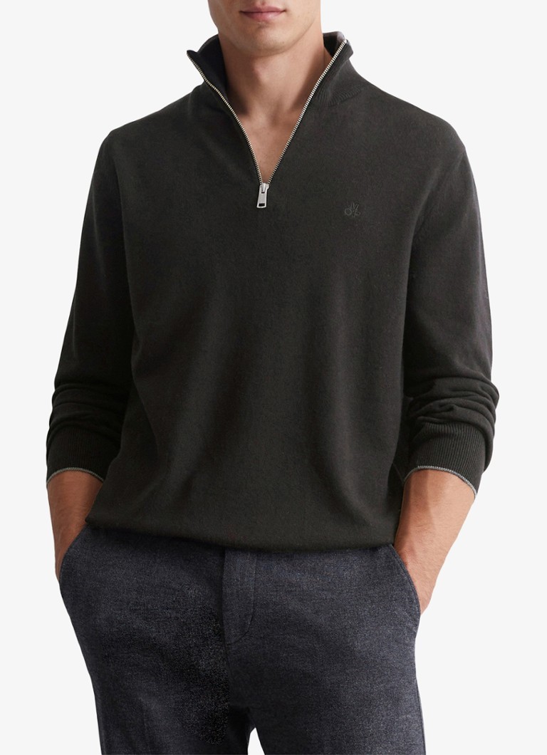 Marc O'Polo Fine-knit pullover in virgin wool blend with half zip