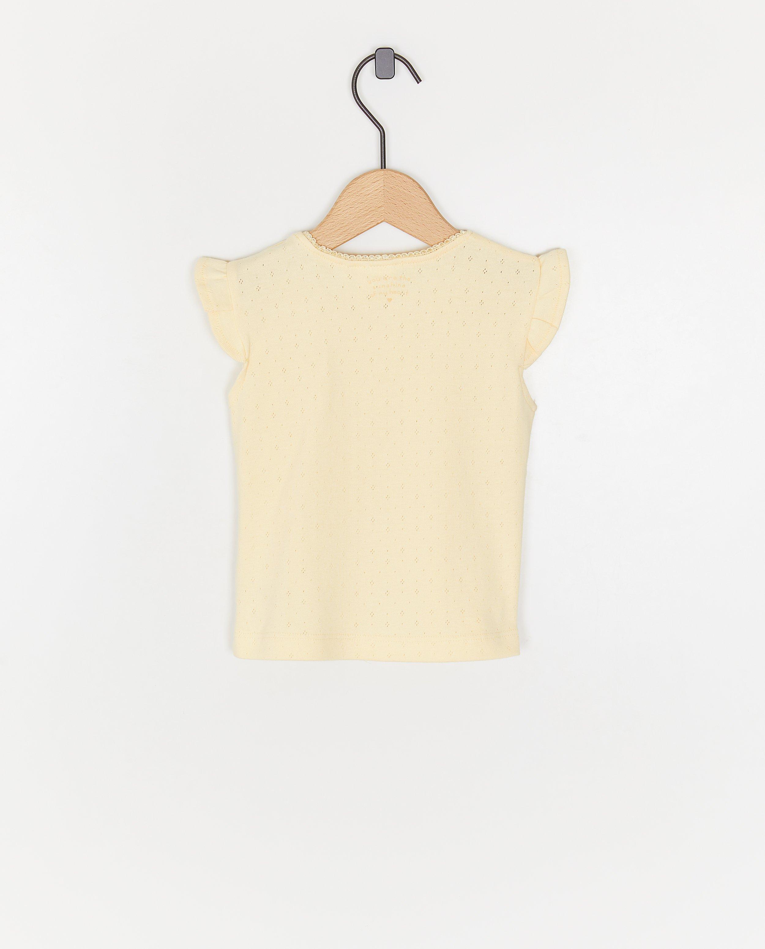 Tricou Feetje cu broderie galben deschis