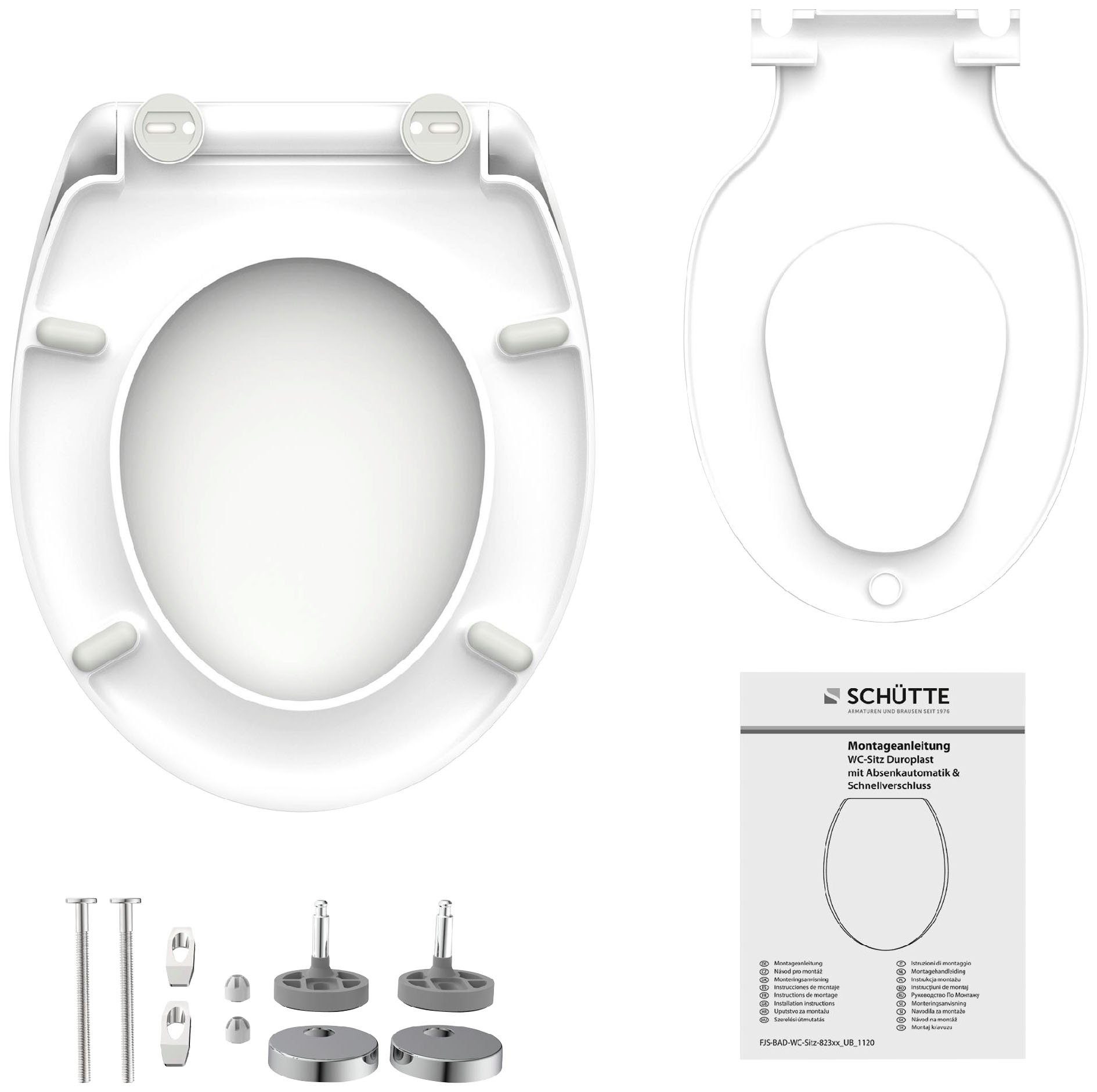 Schütte WC-Sitz FAMILY WHITE, Duroplast, Absenkautomatik, Schnellverschluss, abnehmbarer Kindersitz