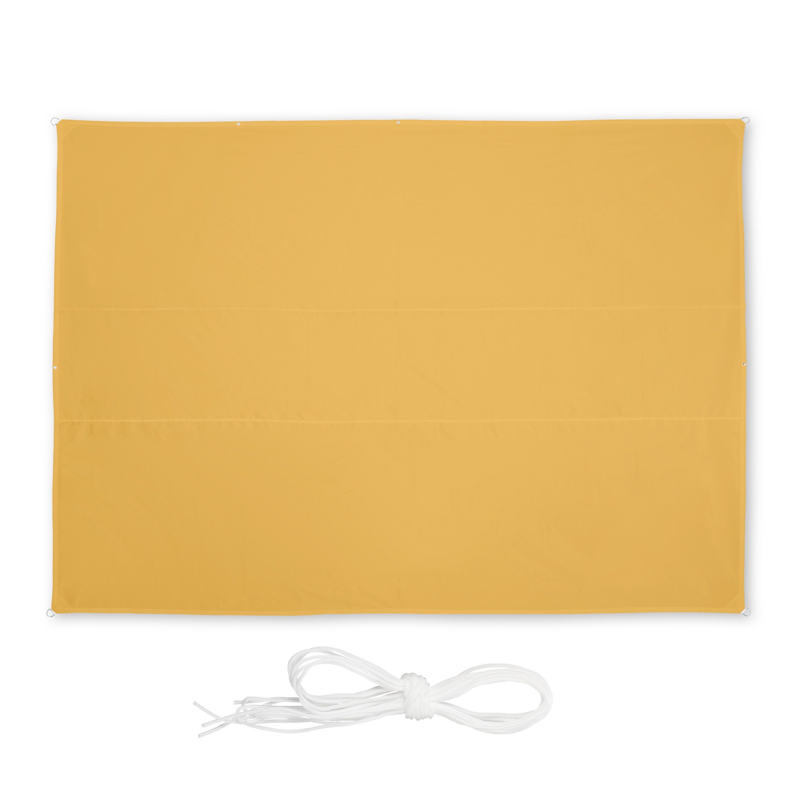 relaxdays Sonnensegel Gelbes Sonnensegel rechteckig, 3,5 x 4,5 m