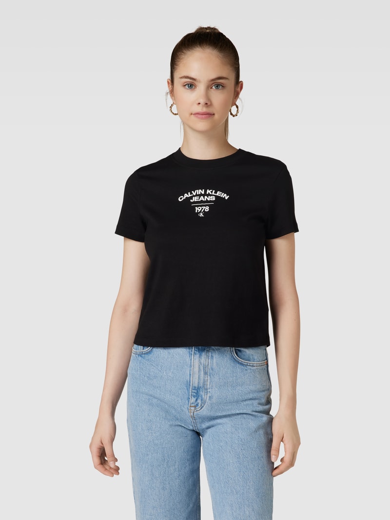 T-Shirt mit Label-Print Modell 'VARSITY' in black