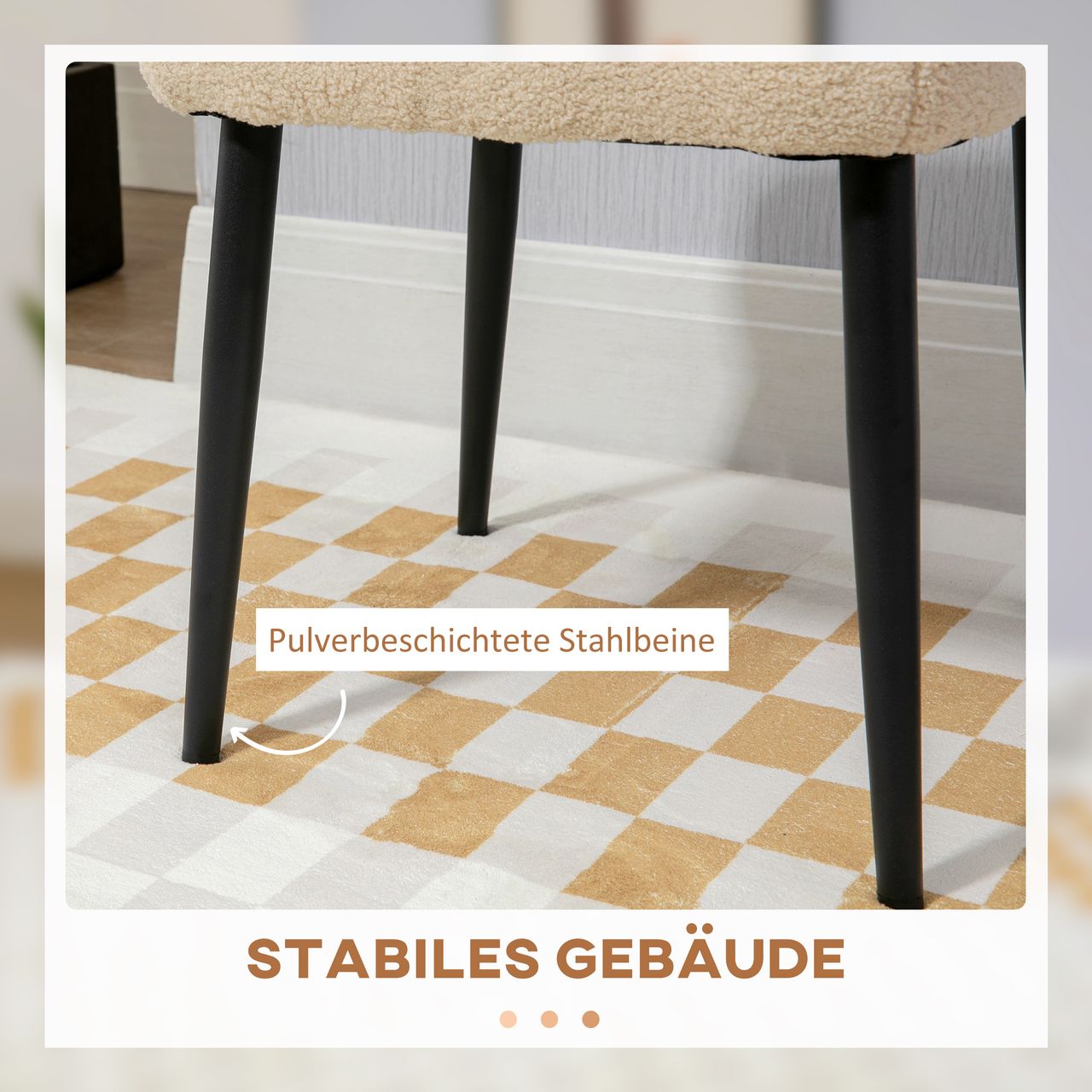 HOMCOM Fußhocker Sitzhocker Quadratischer Schminkhocker mit Kaschmir-Optik