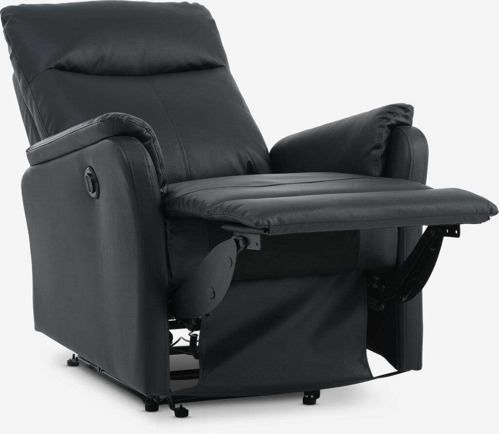 Fauteuil inclinable électrique ABILDSKOV en similicuir noir