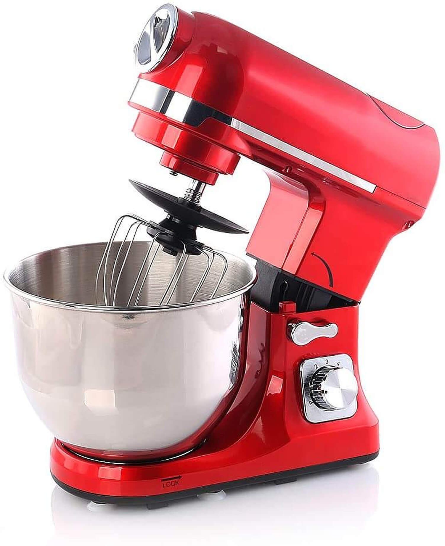 Topmatic Küchenmaschine PKM-1800.1BG Multifunktion Mixer 1800W Teigmaschine Fleischwolf, 1800 W, 5,00 l Schüssel, Spritzgebäckvorsatz, Entriegelungsmechanismus für Multifunktionsarm