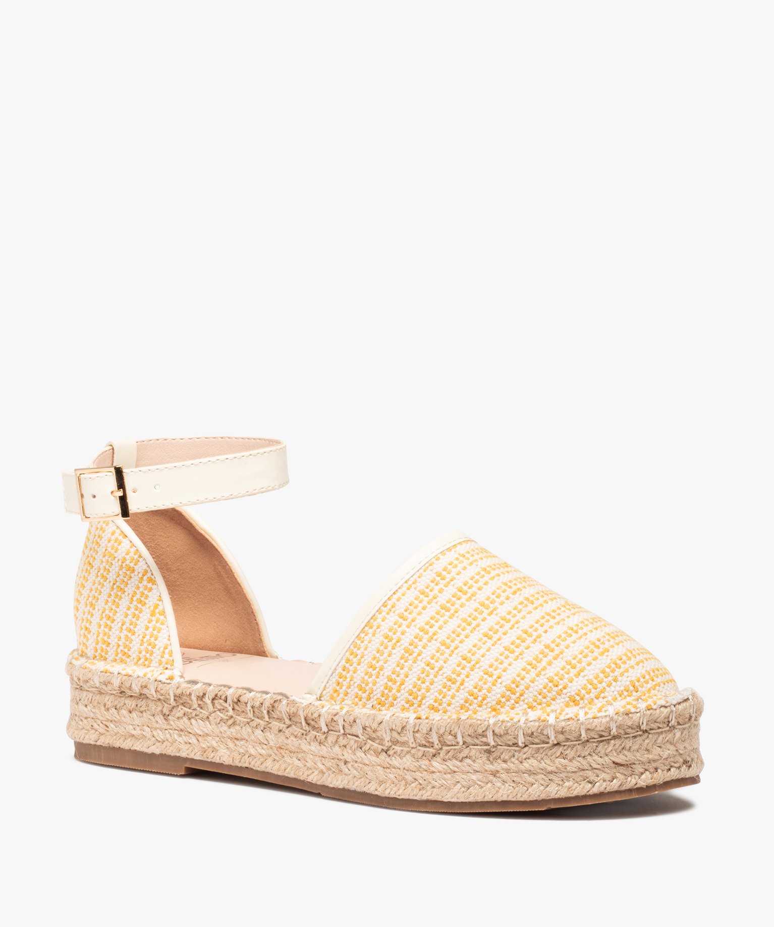 Sandales femme style espadrilles ouvertes sur les ctés jaune | GEMO
