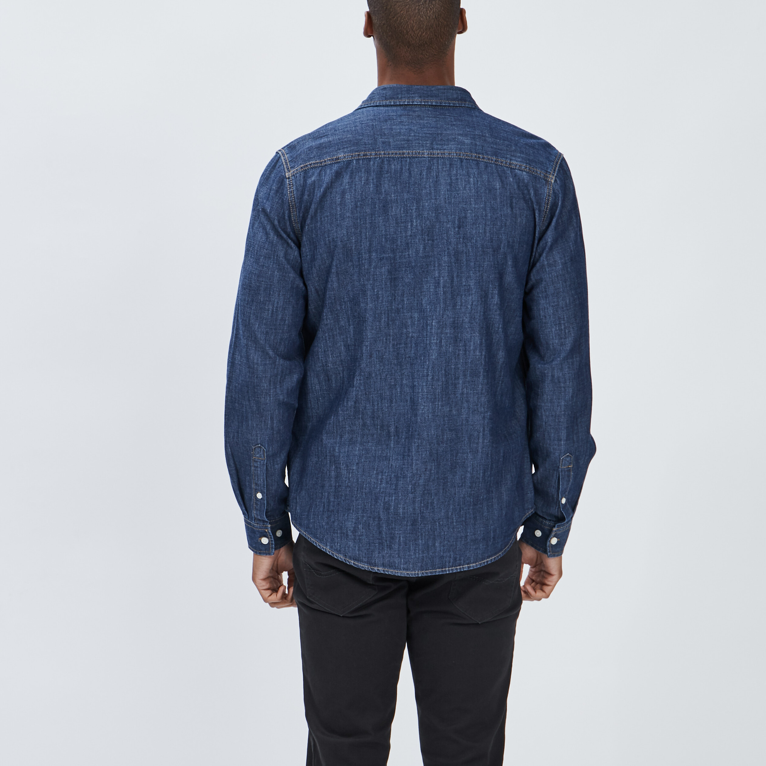 Chemise droite manches longues denim stone homme | La Halle