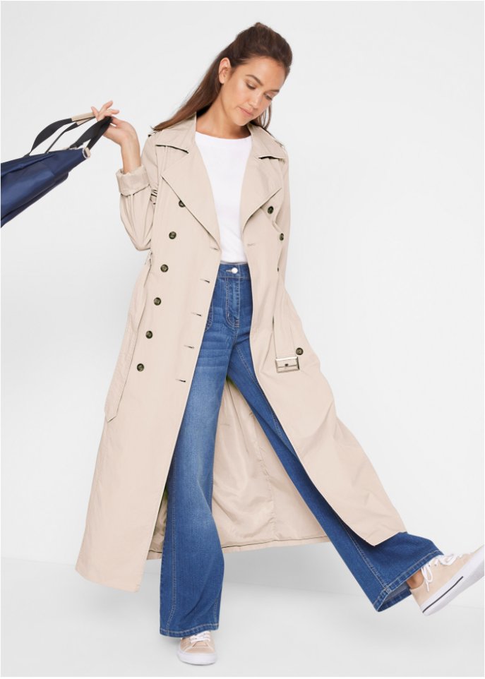 Long-Trenchcoat mit Taillengürtel