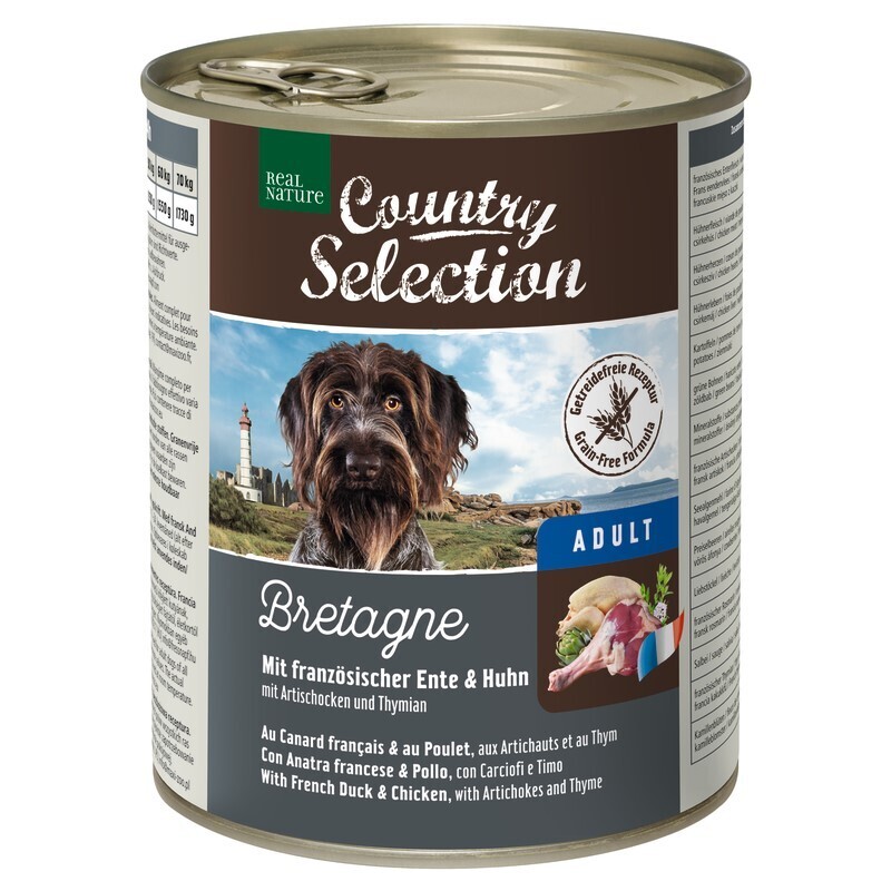 REAL NATURE Hundenassfutter REAL NATURE Country Selection 6x800g Bretagne mit Ente & Huhn