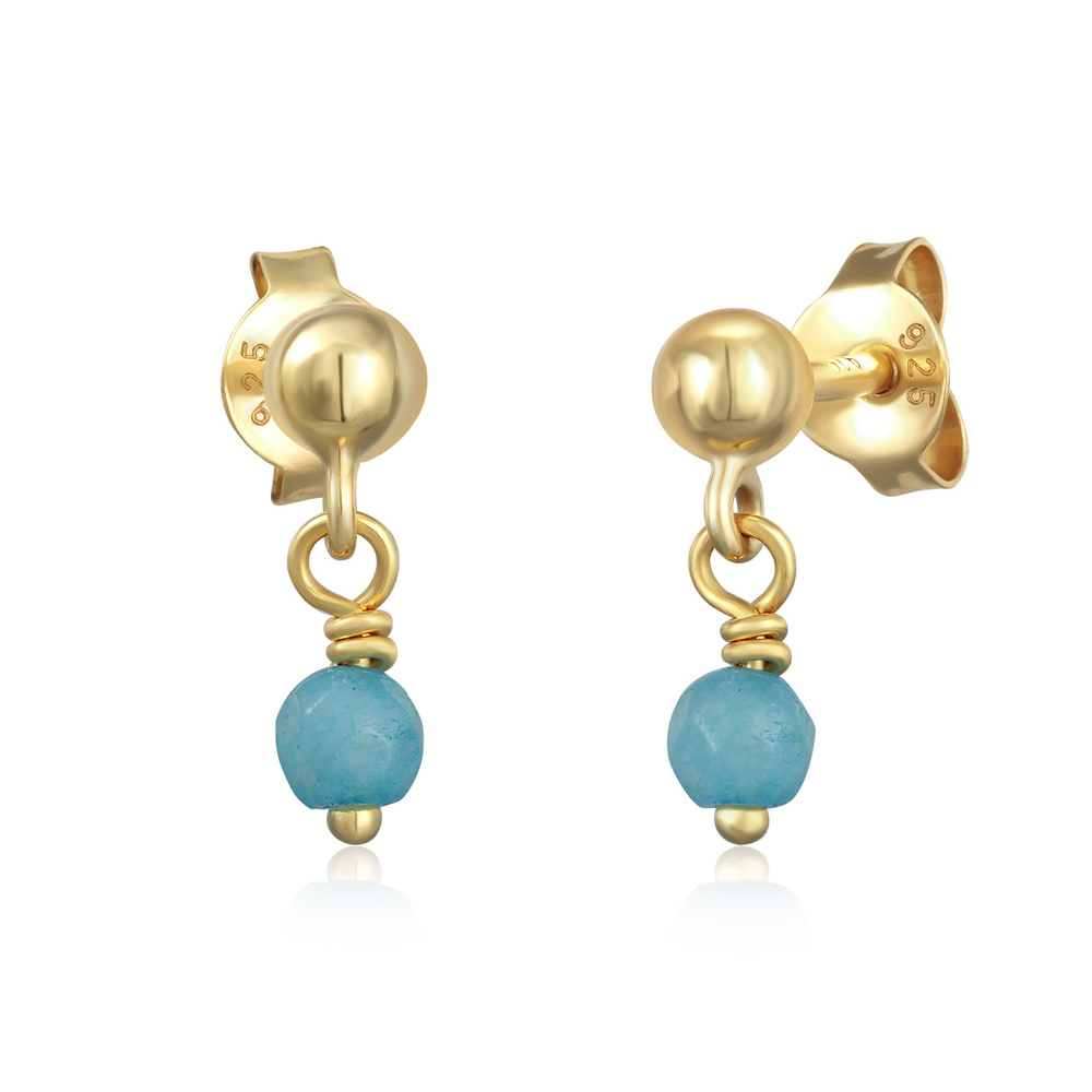 Elli Elli Boucles d'Oreilles Femmes pendentif d'oreilles boule avec perles d'agate en  Boucles d'oreilles