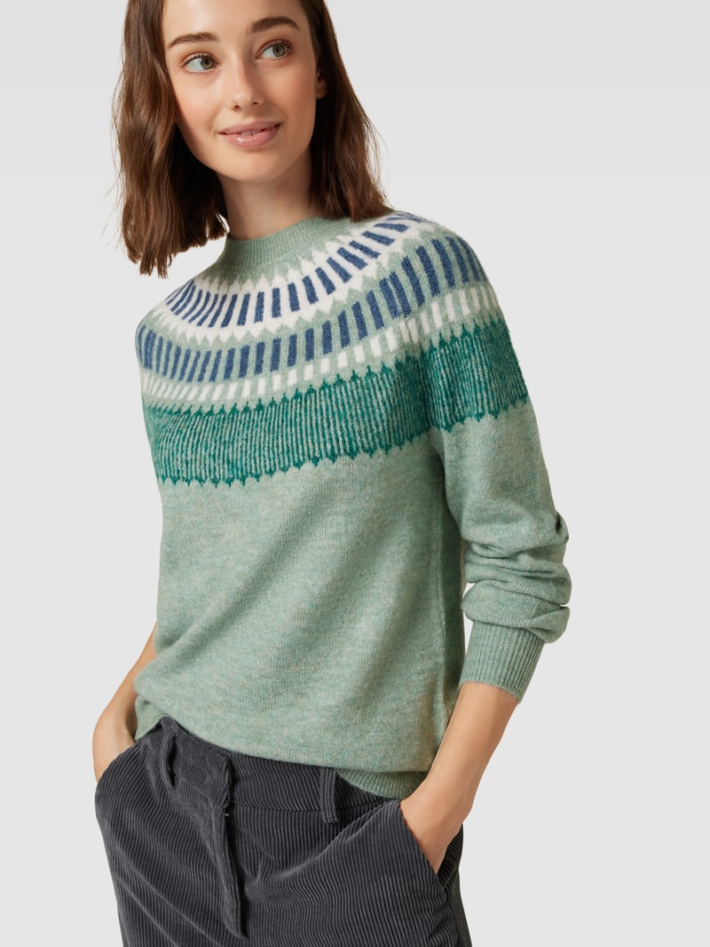 Strickpullover mit Rundhalsausschnitt in metallic türkis