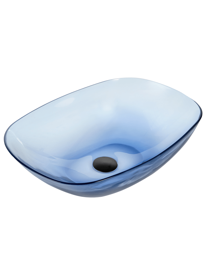 Beliani Waschbecken MOENGO in Transparent/Blau - (W) 54 x (H) 15 x (L) 36 cm günstig kaufen onesize