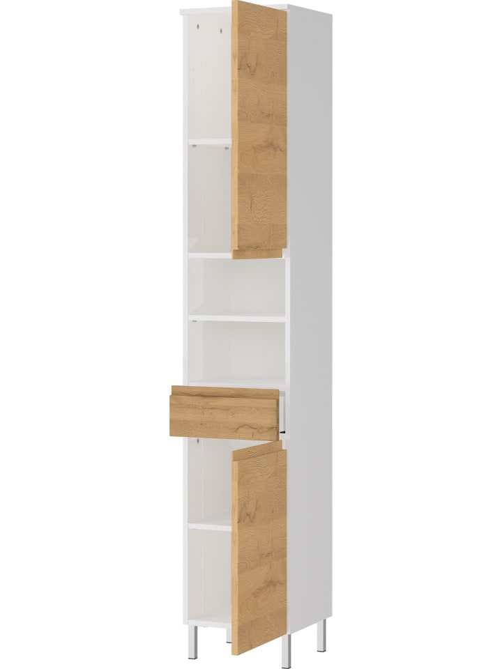 KADIMA DESIGN Hochschrank mit Fächern und Schublade, 34x34x190 cm, Weiß günstig kaufen onesize