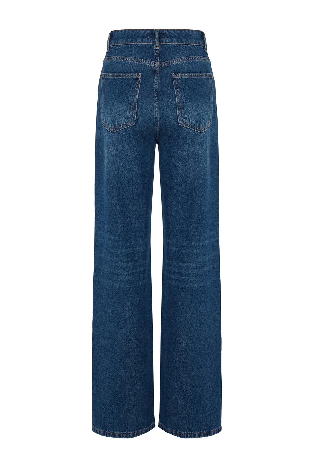 Trendyol Collection  Dunkelblaue Jeans mit hoher Taille und weitem Bein TWOAW24JE00074