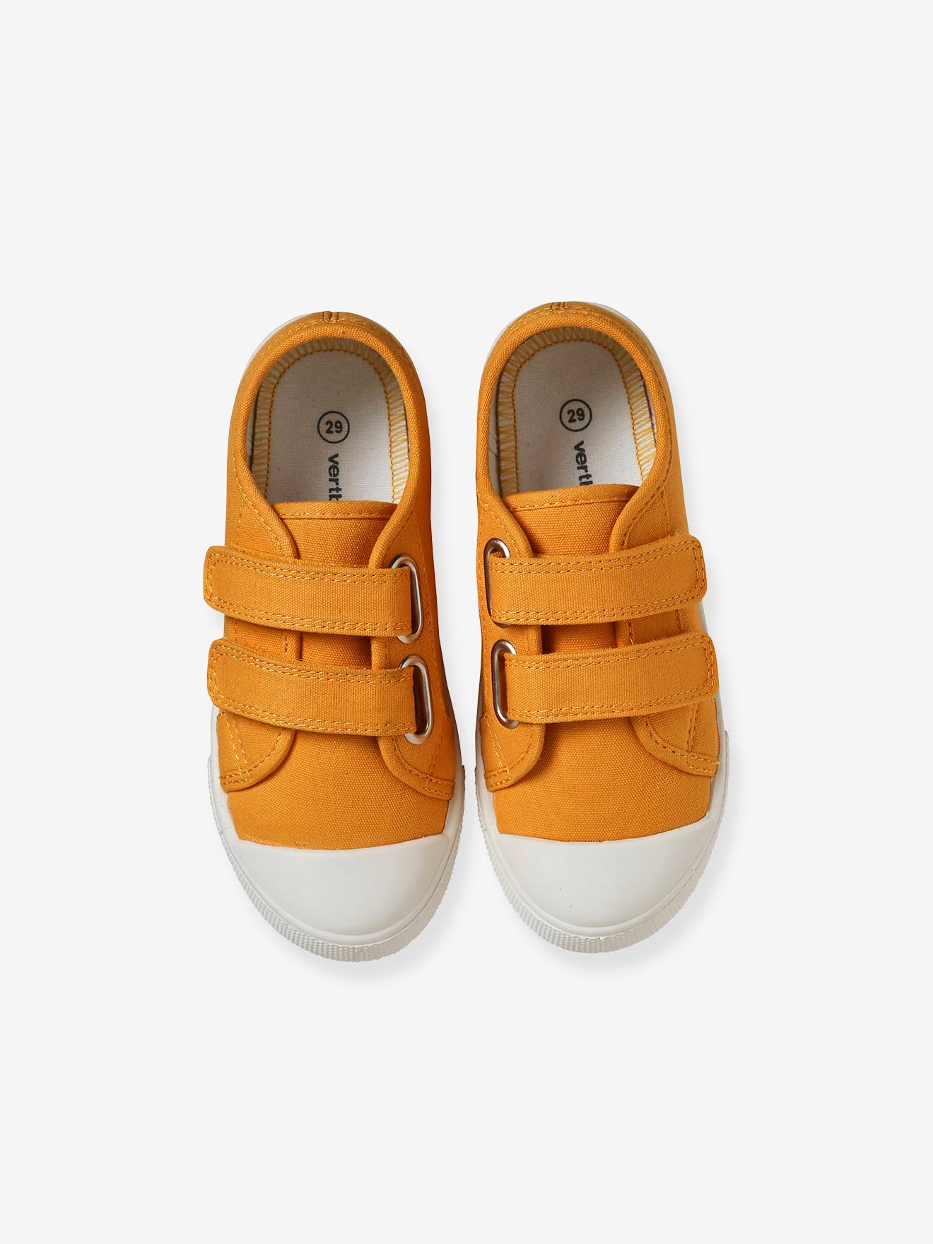 Vertbaudet Kinder Stoff-Sneakers mit Klett - senfgelb