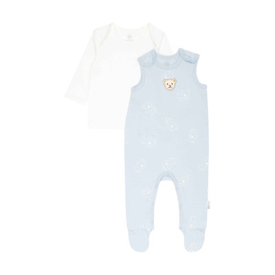 Set Strampler + T-Shirt langarm GOTS, hellblau