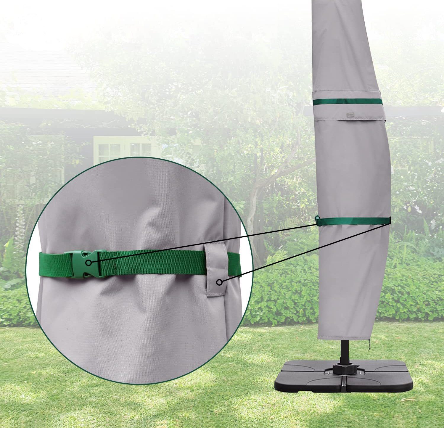 Sekey Sonnenschirm-Schutzhülle Ampelschirm Abdeckhauben Sonnenschirm, aus Polyester, bis Ø 300 cm, Winterfest, Wasserabweisend, Wetterfest, Robust, Reißfest