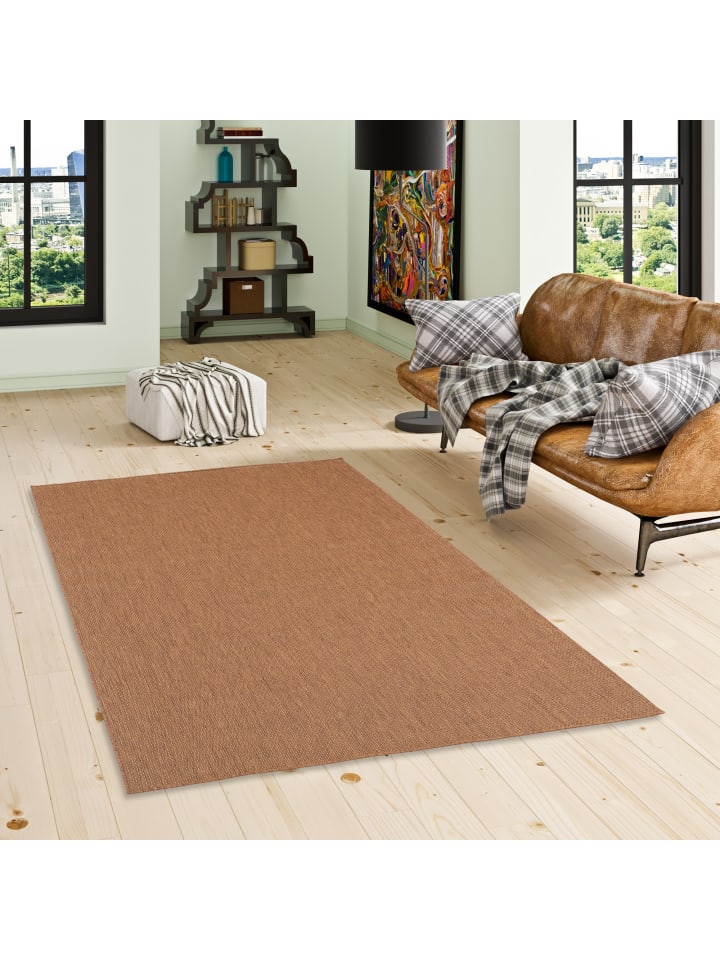 Pergamon In & Outdoor Teppich Flachgewebe Valencia Mix in Braun günstig kaufen