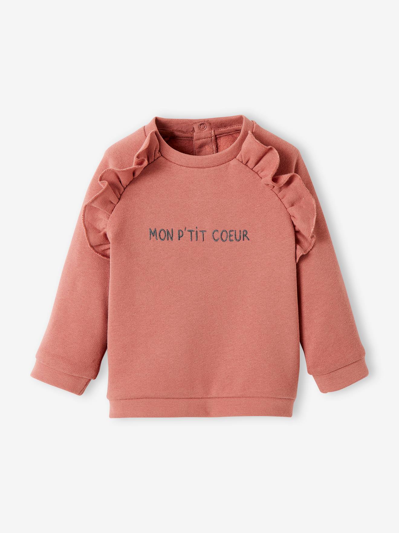 Sweat bébé en molleton personnalisable bois de rose