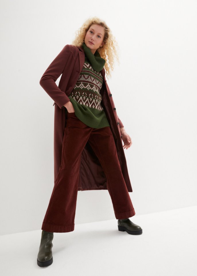 Norweger-Pullover mit weitem Rollkragen, A-Linie
