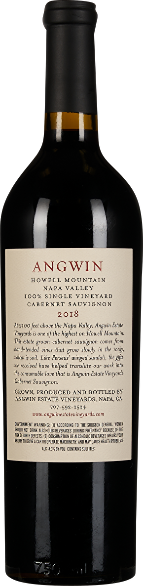 Angwin Estate Cabernet Sauvignon Howell Mountain 2018