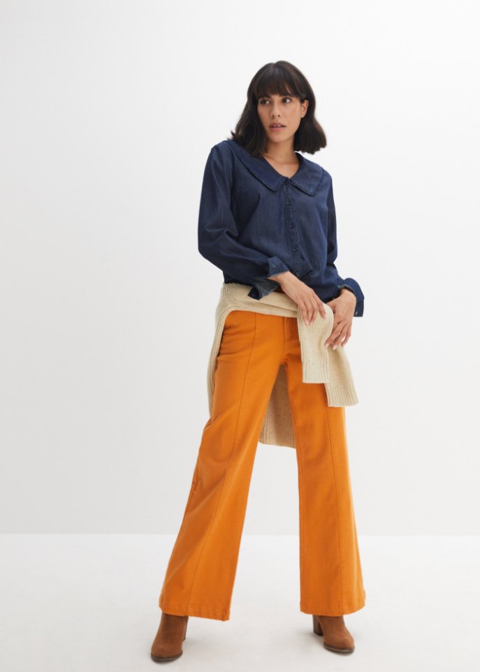Jeansbluse mit Kragen