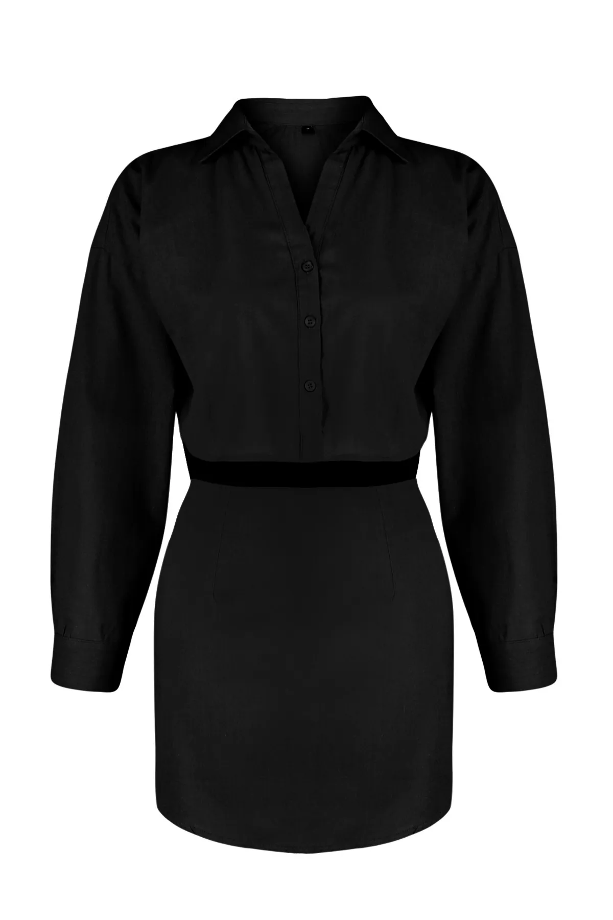 Trendyol Collection  Schwarz gewebtes Hemdrock-Set aus 100 % Baumwolle TBESS24AU00022