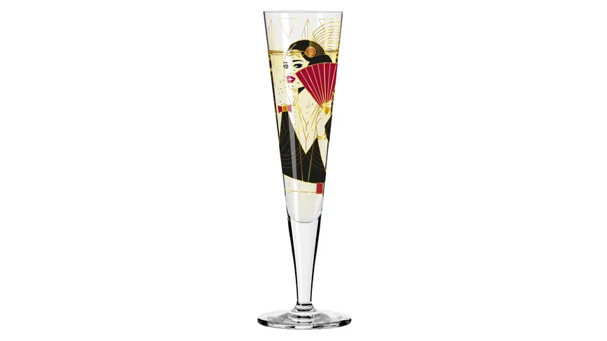 RITZENHOFF Champagnerglas Goldnacht #28 von Samy Halim Gold, Schwarz, Rot