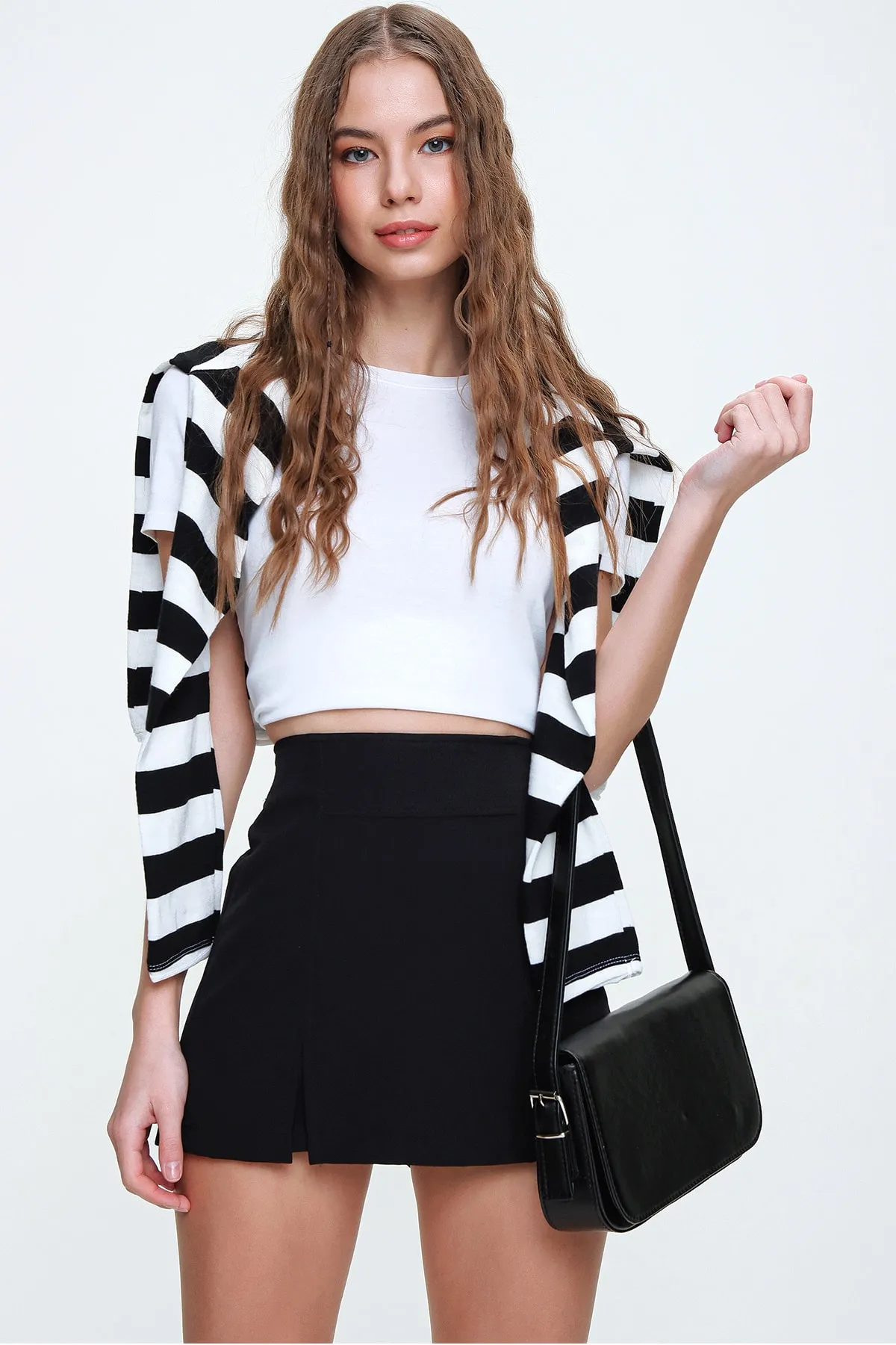 Trend Alaçatı Stili  Rock - Schwarz - Mini
