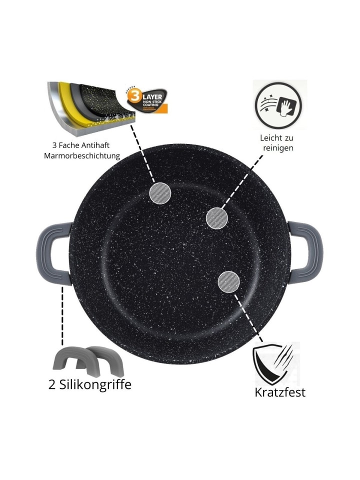 Cheffinger Aluguss Kochtopf Ø24cm mit Glasdeckel in Schwarz günstig kaufen onesize