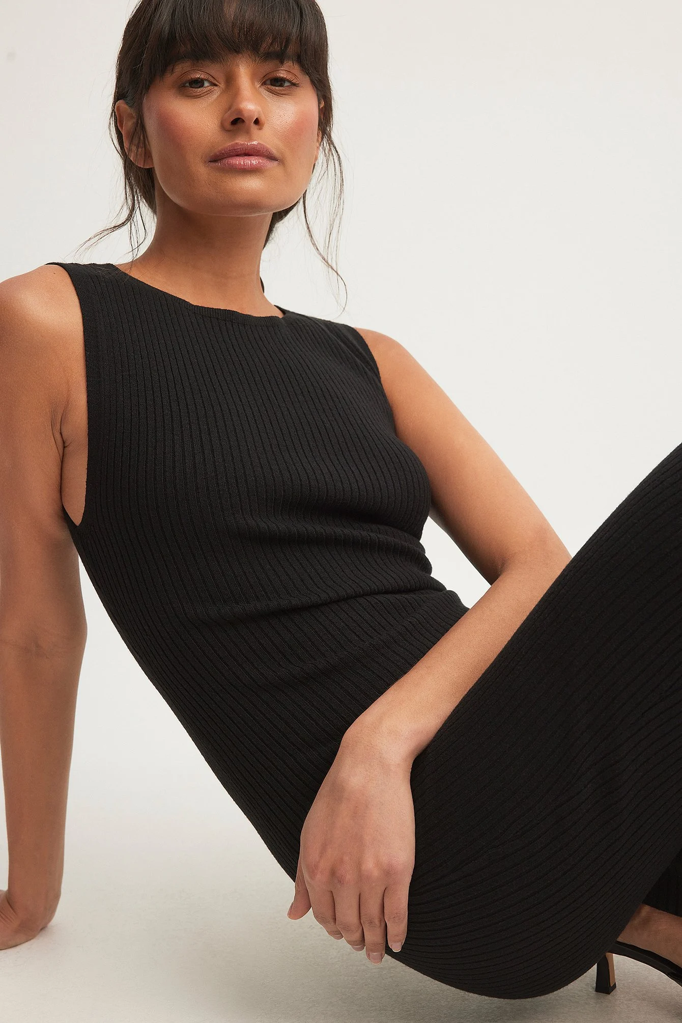 Geripptes Maxikleid aus Feinstrick