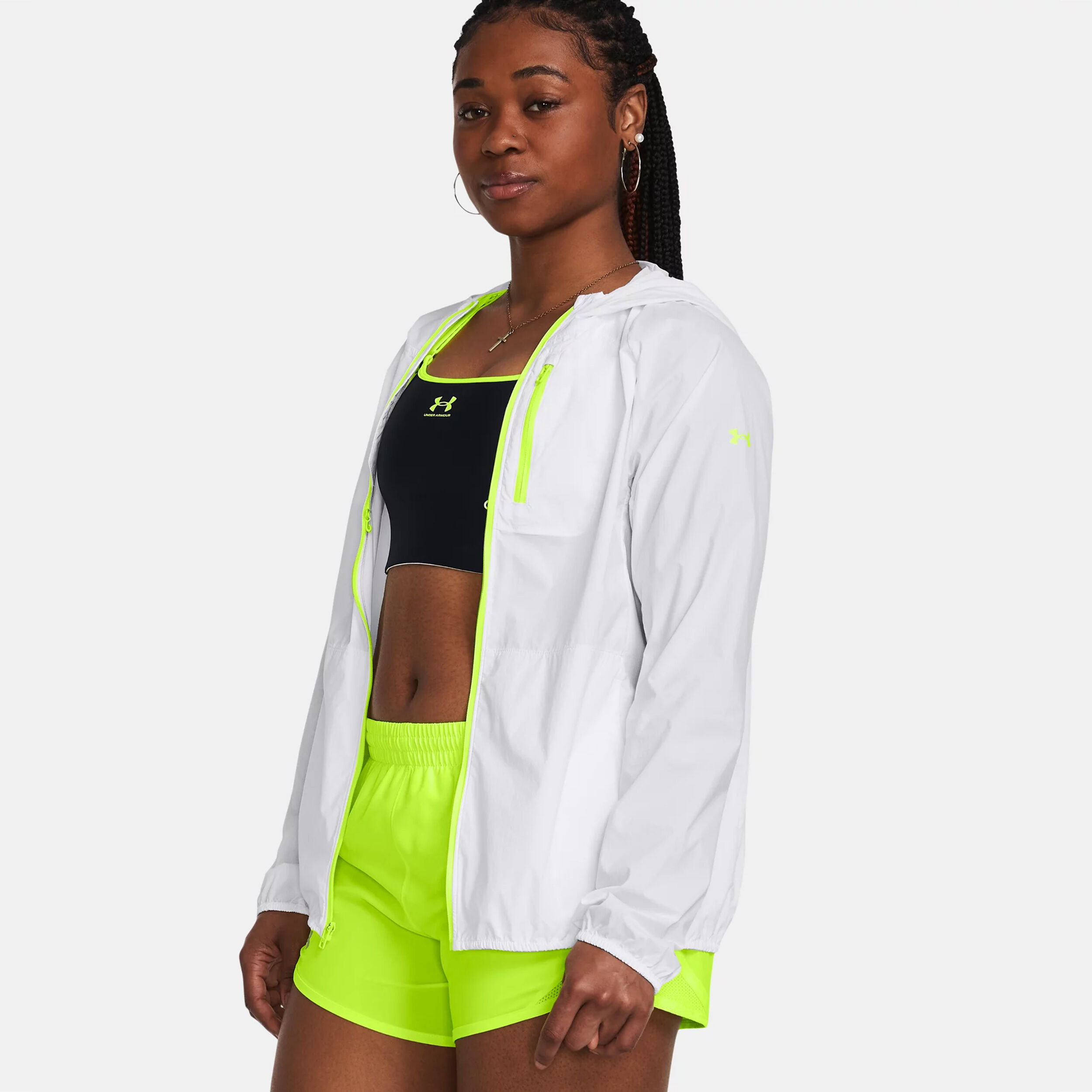 Launch Lightweight Laufjacke Damen - Weiß, Neongelb