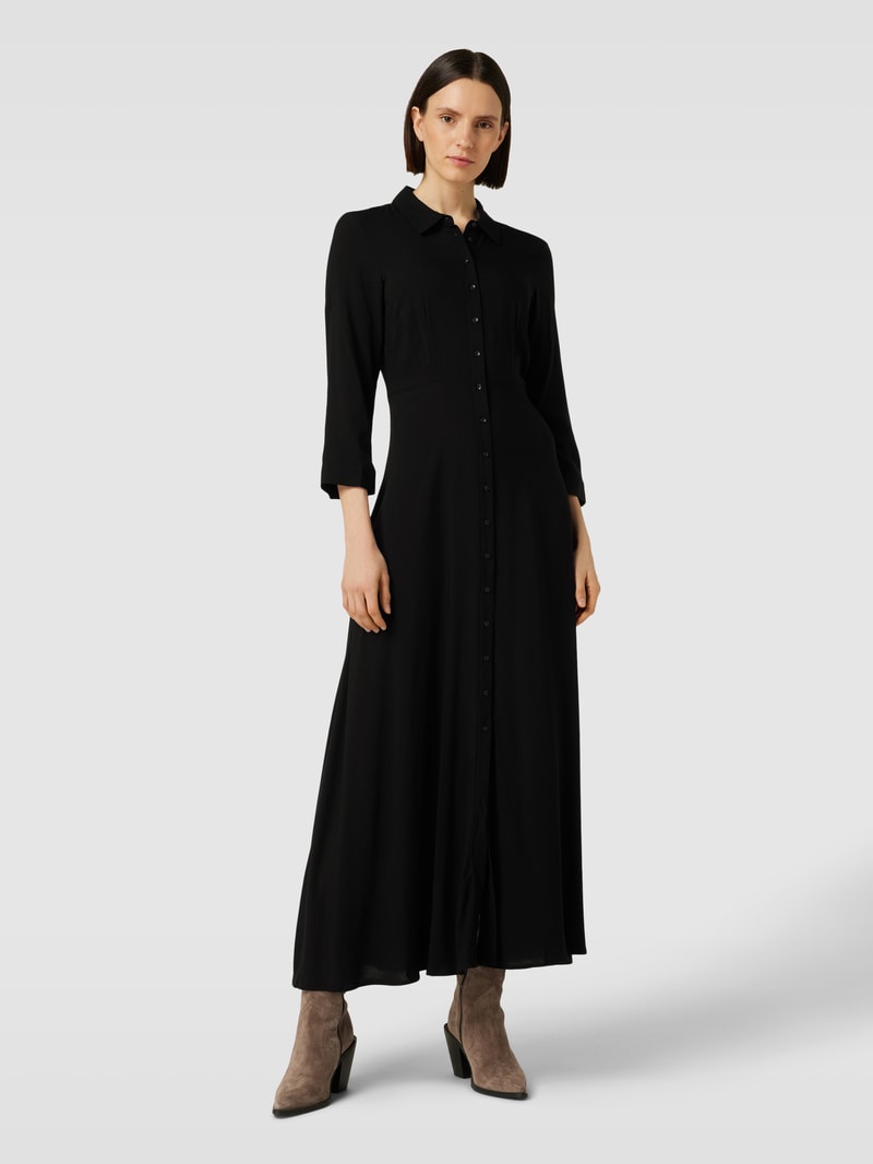 Maxikleid mit Knopfleiste Modell 'SAVANNA' in black