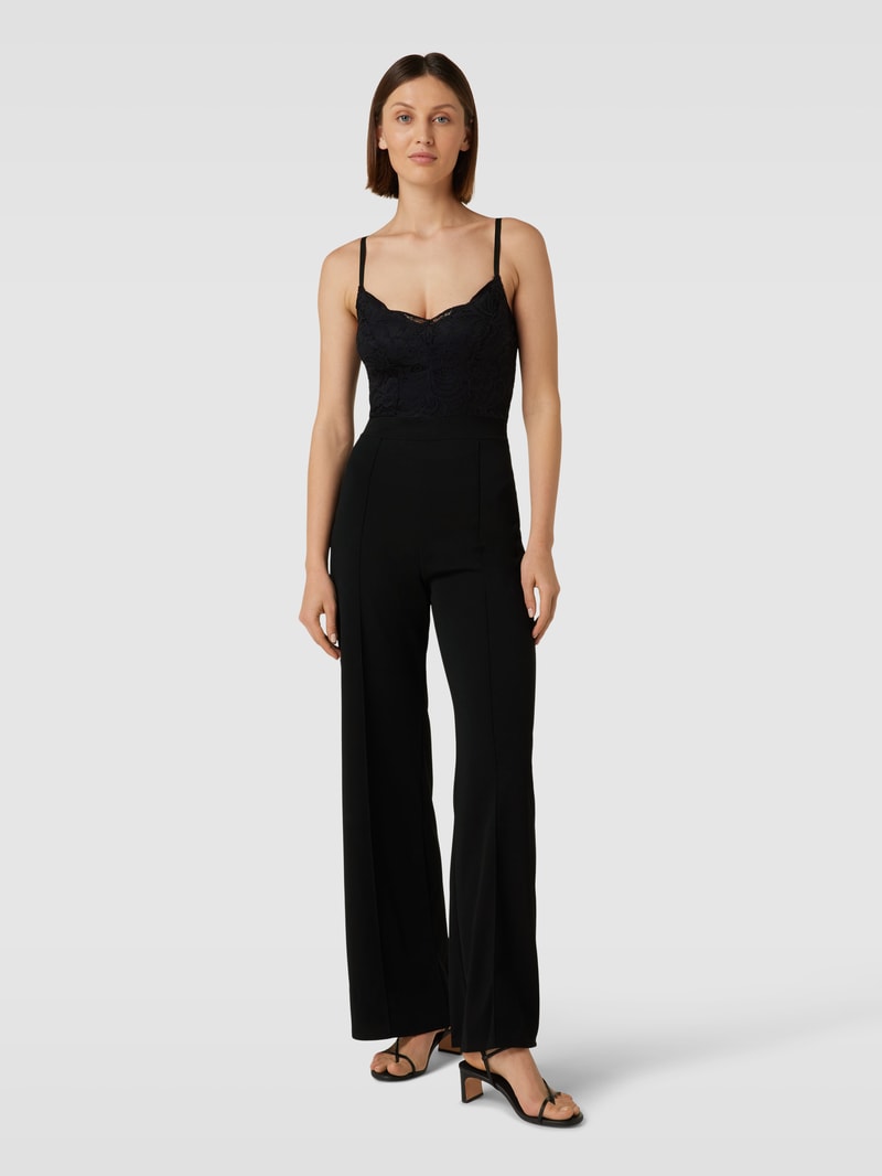 Jumpsuit mit Spitzenbesatz in black