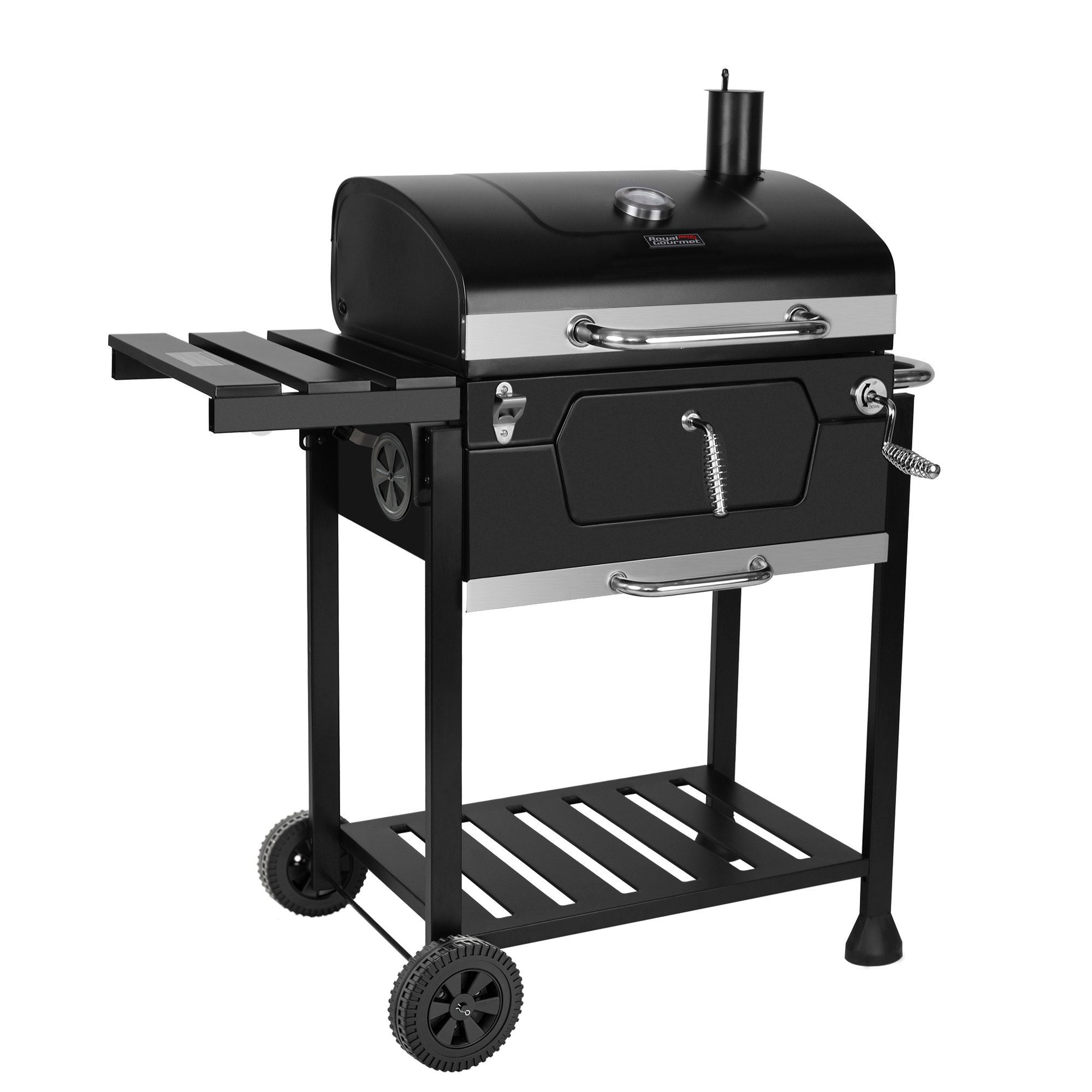 Royal Gourmet Holzkohlegrill, Grillwagen mit Deckel, Standgrill, 100 x 64,5 x 119,5 cm (L x W x H)