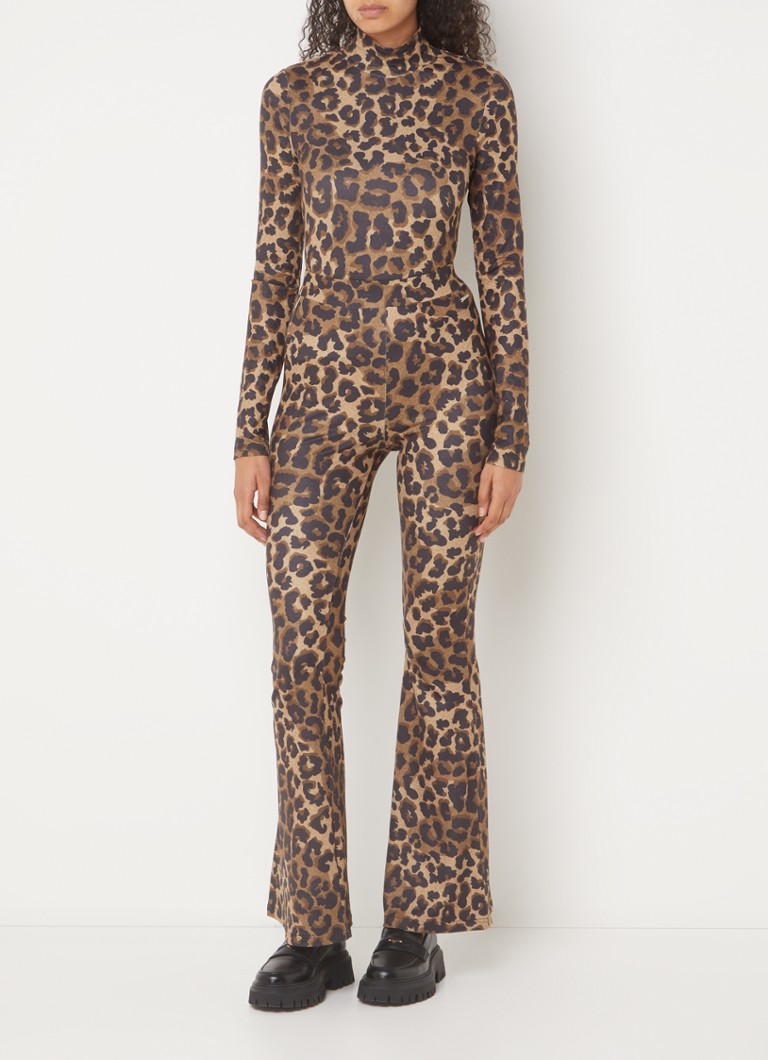 Colorful Rebel Neyo top with leopard print and stand-up collar