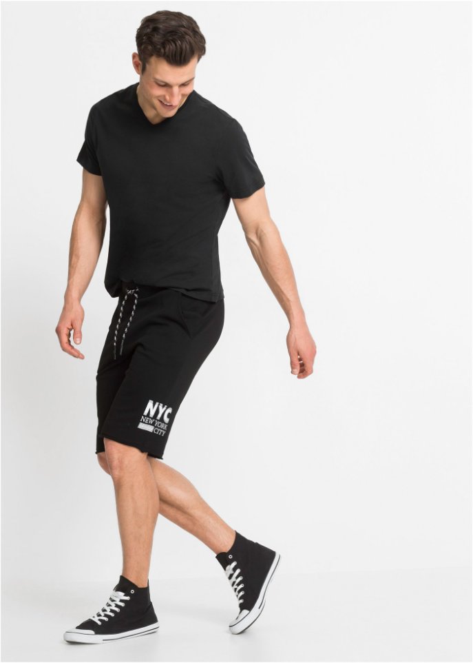 Sweat-Bermuda mit offenen Kanten