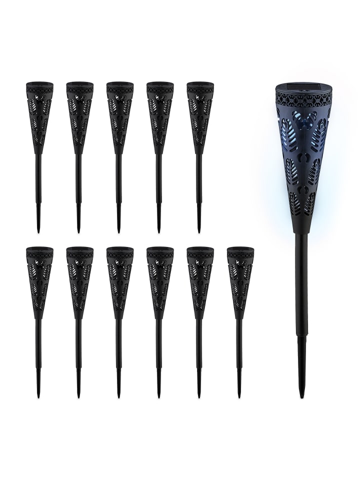 relaxdays 12 x Solarlampe in Schwarz günstig kaufen onesize