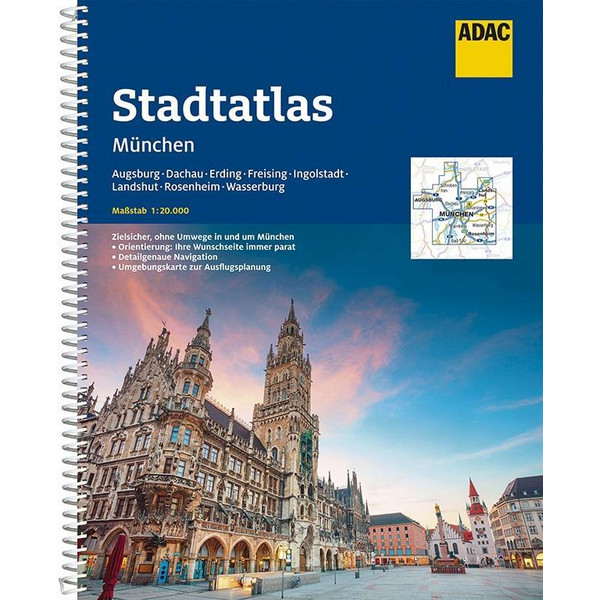 ADAC STADTATLAS MÜNCHEN MIT AUGSBURG, DACHAU, ERDING - Straßenkarte