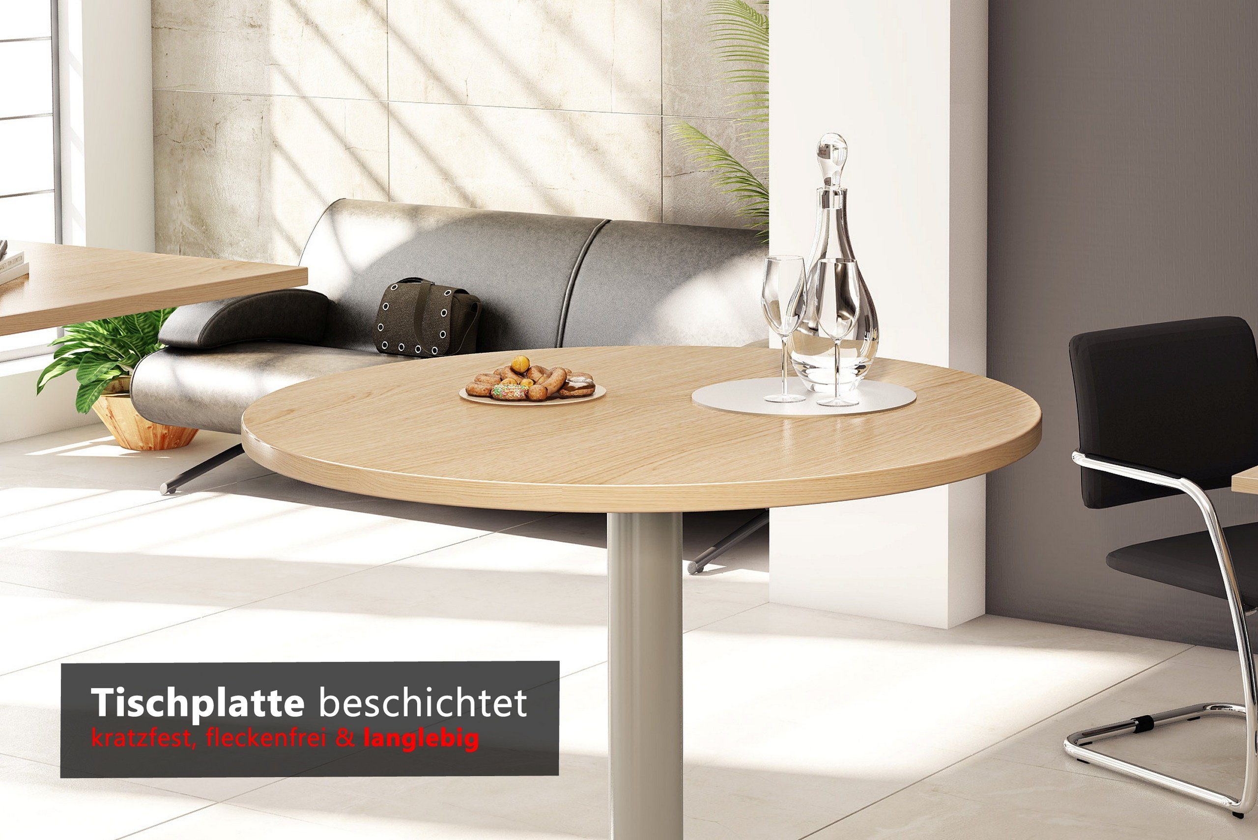 bümö Stehtisch Stehtisch rund STH, Dekor: Weiß - Gestell: Silber