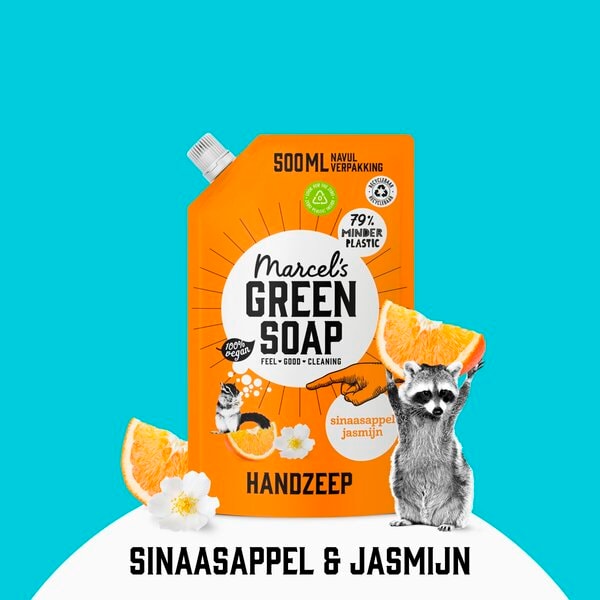Marcel's Green Soap Appelsiini & Jasmiini Käsisaippuan täyttöpakkaus 6 x 500 ml