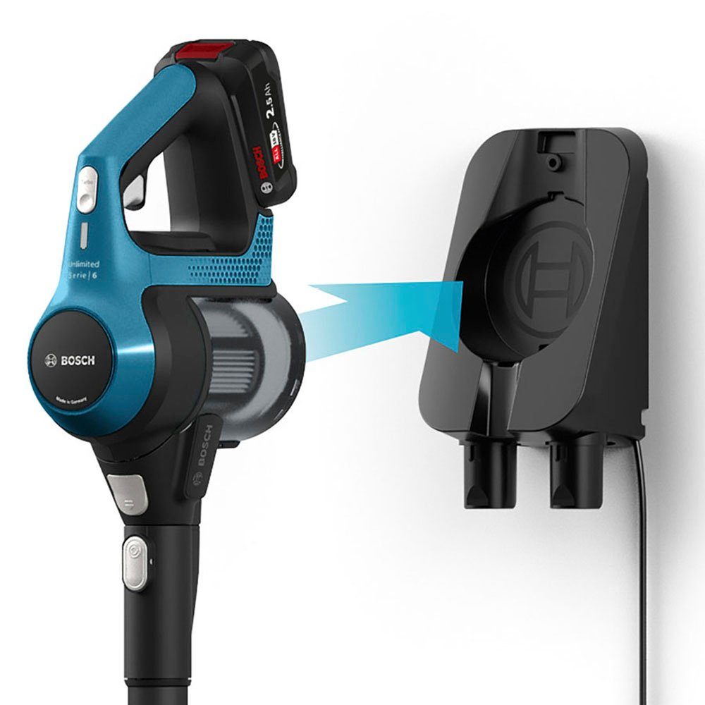BOSCH Akku-Stielstaubsauger Unlimited Serie 6, schwarz, BKS6111P, beutellos, 18V Power for ALL Akku, inkl. Möbelpinsel